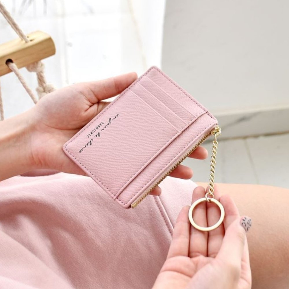Minimalist keychain Card Holder for women